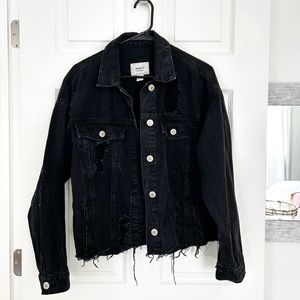 Distressed Black Denim Jacket